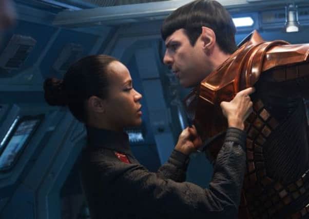 Zoe Saldana as Uhura and Zachary Quinto as Spock in the new Star Trek film. Picture: Contributed