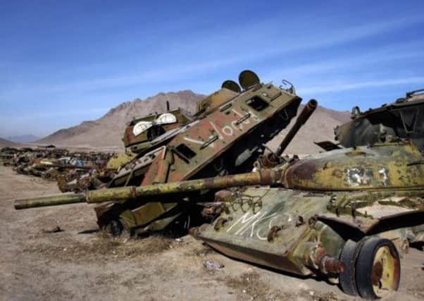 A junkyard of Soviet armoured vehicles, planes and tanks at the Kabul Military Training Camp. Picture: Getty