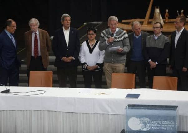Arctic Council ministers at their meeting in Kiruna, Sweden. Picture: AP