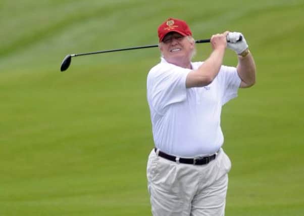 Donald Trump has begun legal action against plans to build an offshore wind farm near the site of his golf course. Picture: TSPL