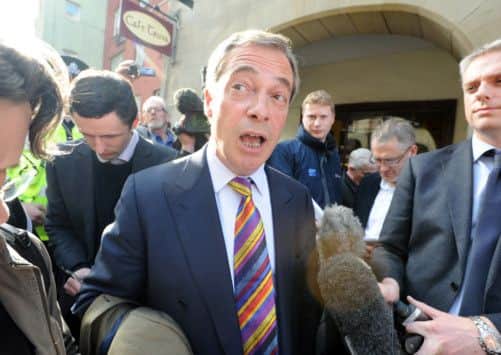 Ukip leader Nigel Farage at the Canons' Gait pub, Edinburgh. Picture: Jane Barlow