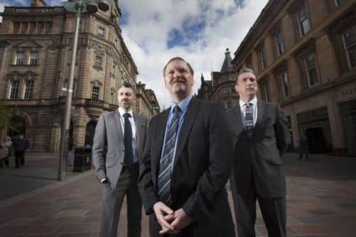 Stephen McCranor from Greaves Sports, Stuart Patrick of Glasgow Chamber of commerce and group chairman Paul Mitchell of Frasers.  Picture: Contributed