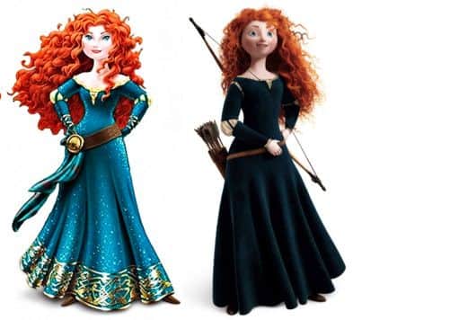 New Merida, left, and right, as she is in Brave