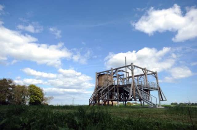 The 51ft-tall scaffold is deliberately sited at a high point in Jupiter Artland to command spectacular views. Picture: Jane Barlow