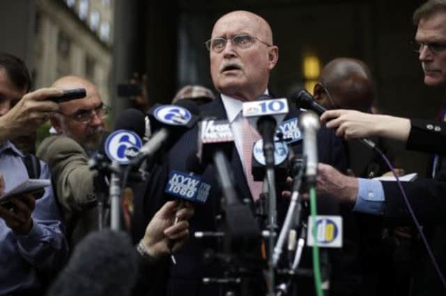 Kermit Gosnell's defense lawyer Jack McMahon speaks outside the justice center. Picture: AP