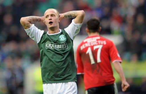 Leigh Griffiths was left frustrated in his bid to add to his 28-goal tally against relegated Dundee. Picture: Jane Barlow