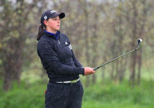 Elderslies Alyson McKechin hits a tee shot in the rain-hit final at Longniddry. Picture: Scott Louden