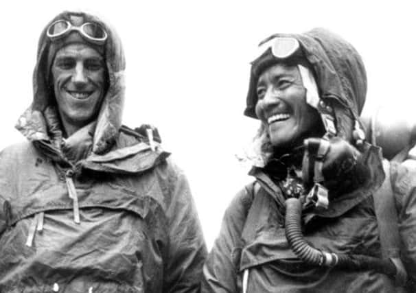 Sir Edmund Hillary, left, and Tenzing Norgay during their historic expedition in 1963. Picture: AP