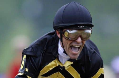 Gary Stevens shouts out in joy after winning on Oxbow. Picture: AP