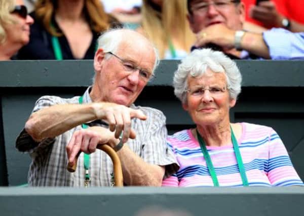 Roy and Shirley Erskine, grandparents of Andy Murray, watch their grandson on Centre Court at Wimbledon. Picture: PA