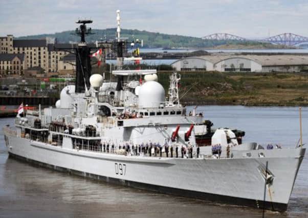 HMS Edinburgh departs Leith for Liverpool. Picture: Jane Barlow