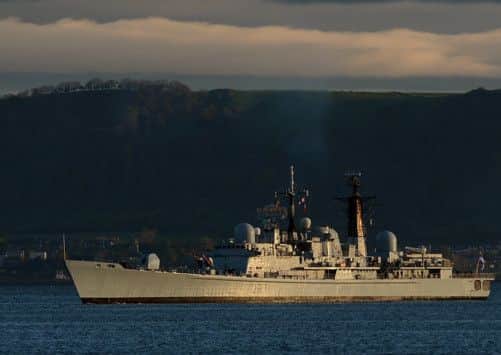 HMS Edinburgh arrives in the capital. Picture: Neil Hanna