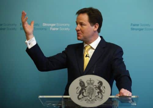 Nick Clegg speaking in London. Picture: Getty