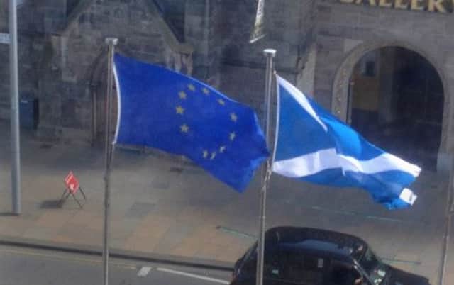 The flag of Europe flying with a missing star outside the Scottish Parliament. Picture: PA