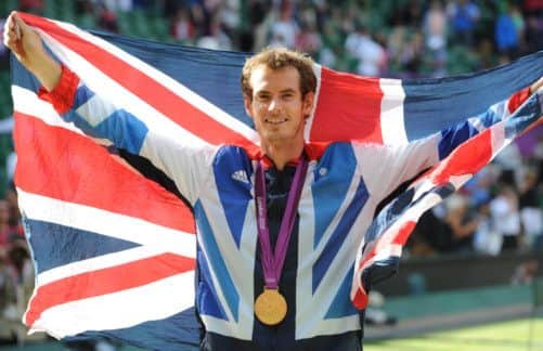 Andy Murray after winning gold at the 2012 Olympics. Picture: Ian Rutherford