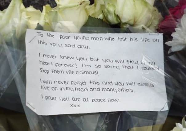 One of the messages left among tributes for the soldier killed in Woolwich. Picture: Getty