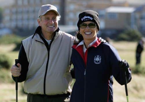 Michael Douglas golfing in St Andrews with Catherine Zeta-Jones. Picture: Getty