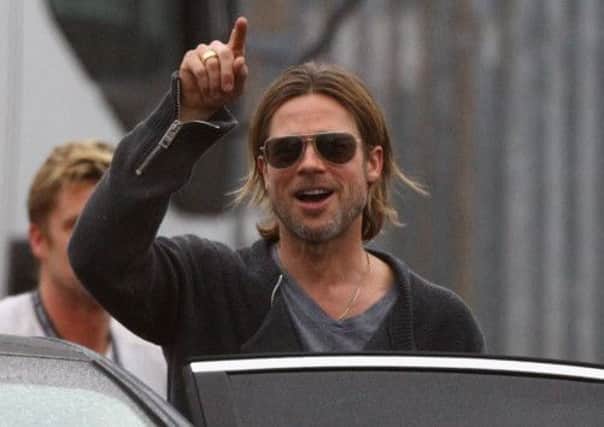 Superstar Brad Pitt while filming in in Glasgow. Picture: Getty
