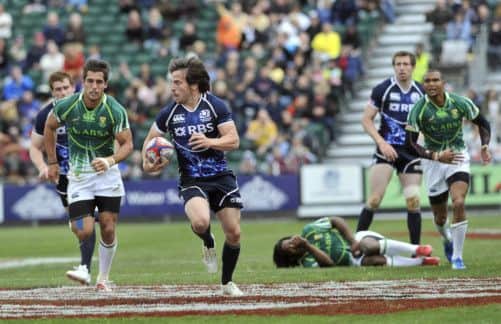 Colin Gregor makes a break to score a try for Scotland against South Africa last year. Picture: Robert Perry