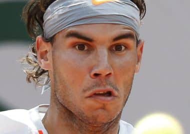 Rafael Nadal of Spain eyes the ball. Picture: Reuters
