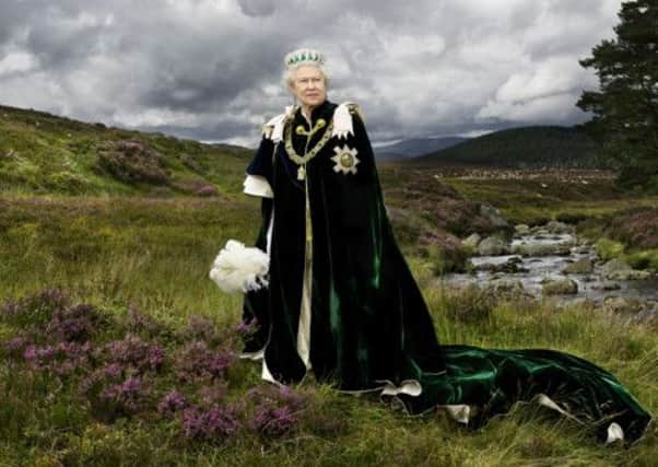Queen Elizabeth II, pictured next to Gelder Burn. Picture: Julian Calder and Mark Cator