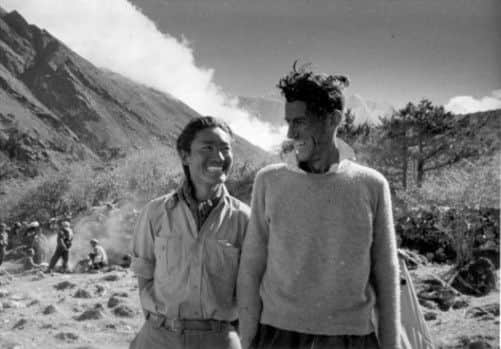 Tenzing and Hillary, right, at base camp following their conquest of Everest. Picture: Reuters