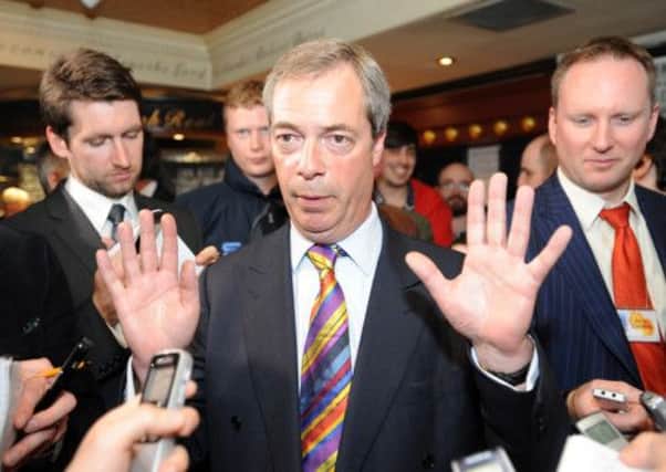 Nigel Farage at the Canons' Gait pub in Edinburgh. Picture: Jane Barlwo
