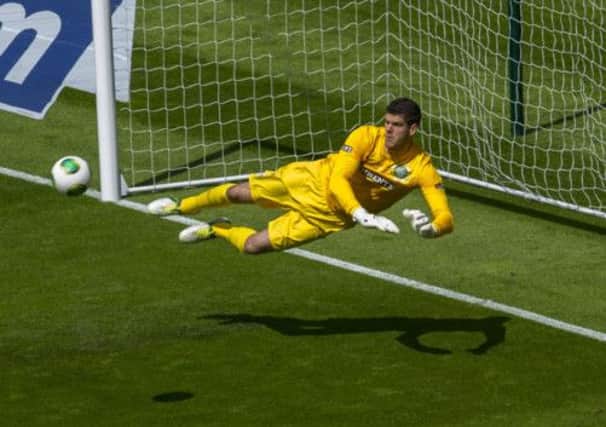 Fraser Forster's vital save from Hibs striker Eoin Doyle in last Sunday's Scottish Cup final emphasised why he has attracted the attention of clubs in England. Picture: SNS