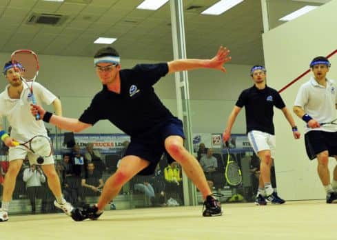Scotland's Harry Leitch and Alan Clyne (white tops) take on compatriots Dougie Kempsell and Kevin Moran in the semi-finals. Picture: Robert Perry