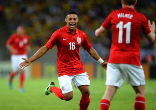 Alex Oxlade Chamberlain celebrates his equalising goal. Picture: Getty