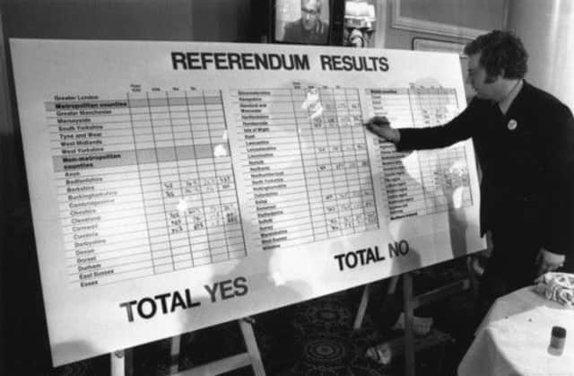 On this day in 1975 the British people voted in favour of membership of the then European Economic Community (EEC). Picture: Getty