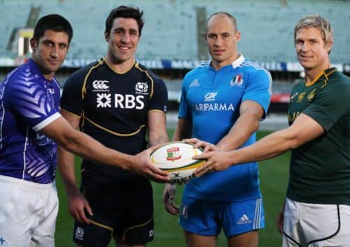 Paul Williams (Samoa) Kelly Brown (Scotland) Sergio Parisse (Italy) and Springbok captain Jean de Villiers. Picture: Getty