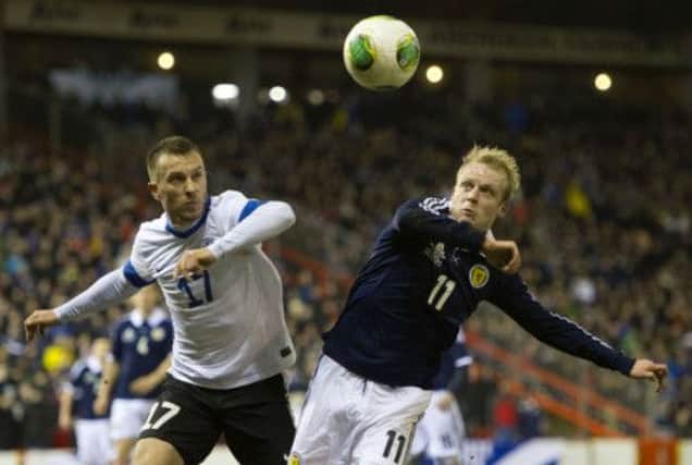 Scotland's Steven Naismith (right) in action for Scotland against Estonia earlier this year. Picture: SNS