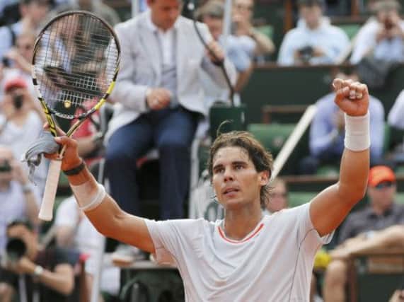 Rafael Nadal of Spain celebrates defeating Stanislas Wawrinka. Picture: Reuters