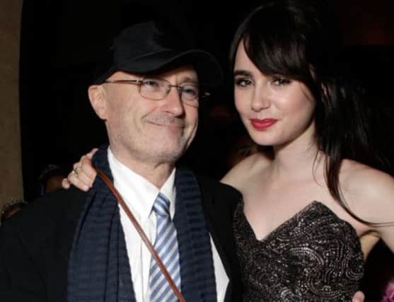 Musician Phil Collins and Actress Lily Collins. Picture: Getty