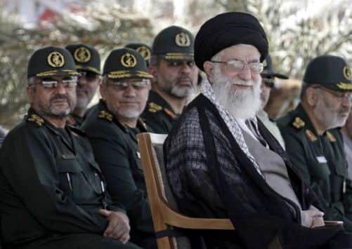 Supreme leader of Iran Ayatollah Ali Khamenei at a graduation ceremony for the country's Revolutionary Guard. Picture: AP