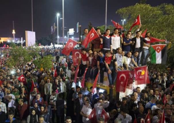 Supporters of Turkish prime minister Recep Tayyip Erdogan gather in Istanbul. Picture: Getty