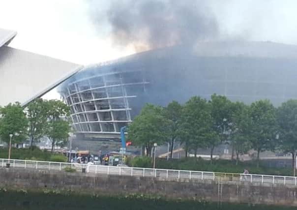 The fire at the Hydro. Pictures: Gordon Hutchinson (twitter.com/photorammy)