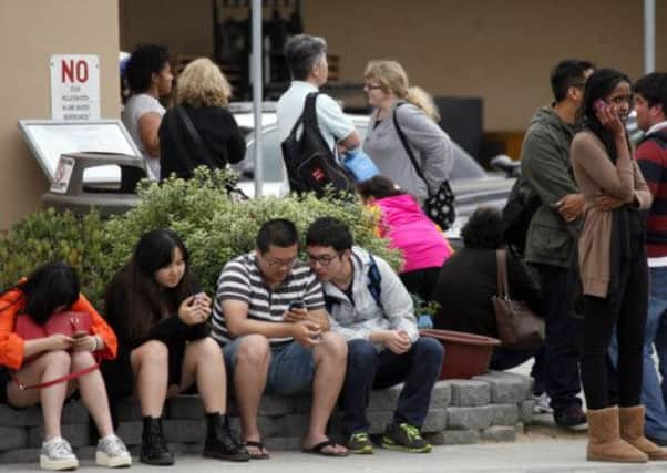 Santa Monica College students after a shooting on campus. Picture: AP