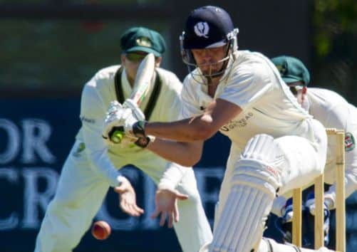 Calum MacLeod's 30 not out was little comfort as Scotland slumped to a 360-run defeat. Picture: SNS