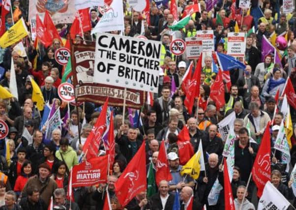 A massive TUC-organised protest against economic cuts highlights why the No campaign struggles to attract trades union backing. Picture: Getty