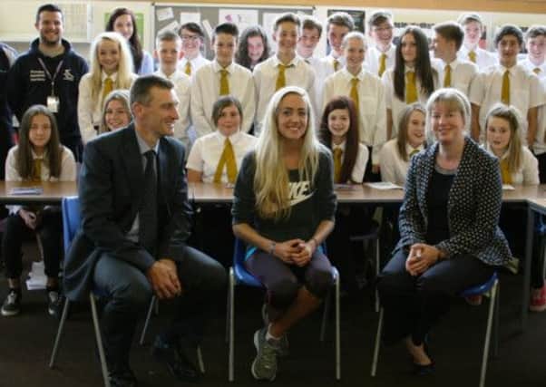 Eilish McColgan and pupils of Craigie High, Dundee. Picture: Contributed