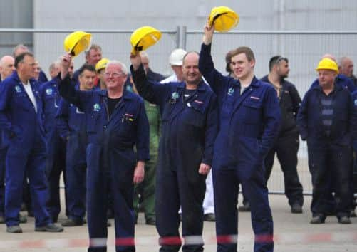 Workers at BAE System's Scotstoun yard. Picture: TSPL