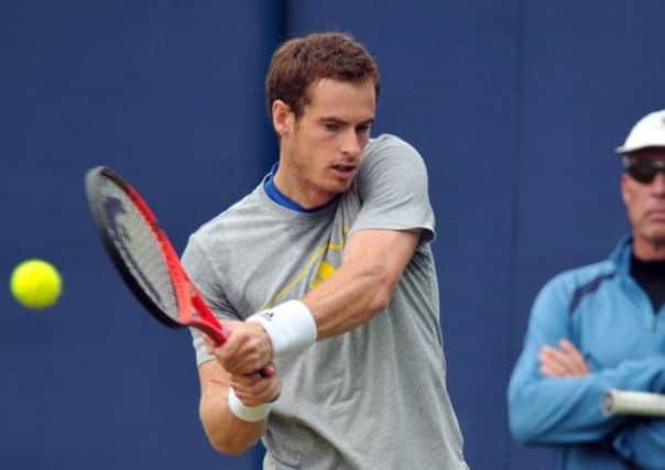 Andy Murray practices ahead of day two of the AEGON Championship at Queen's Club. Picture: Getty