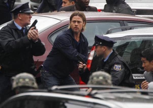 Brad Pitt in the films dramatic opening, shot in Glasgow. Picture: Reuters
