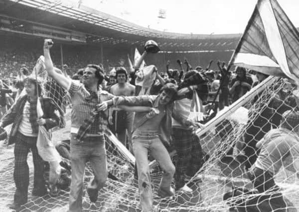 Scotland fans celebrate a famous win over England at Wembley in 1977