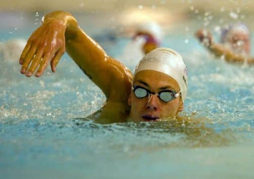 2012 Olympian Craig Benson in the refurbished Tollcross pool in Glasgow at the Scottish Championships yesterday. Picture: SNS