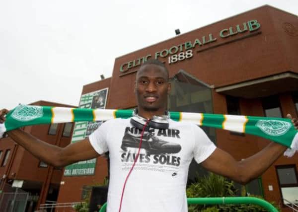 New Celtic signing Amido Balde outside Parkhead. Picture: SNS