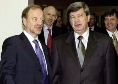 Robin Cook, left, and Slovakian MEP Eduard Kukan, pictured in 2000