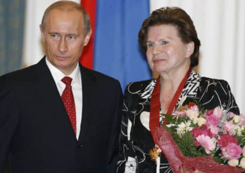 Vladimir Putin with Valentina Tereshkova in 2007. Picture: Getty